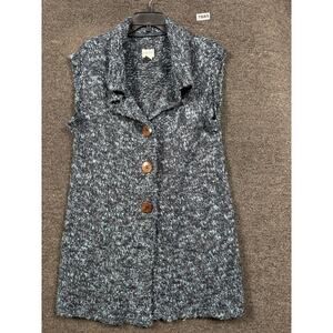 Chico's Knit Sweater Collared Womens Size 2 US L Gray Sleeveless Button Front